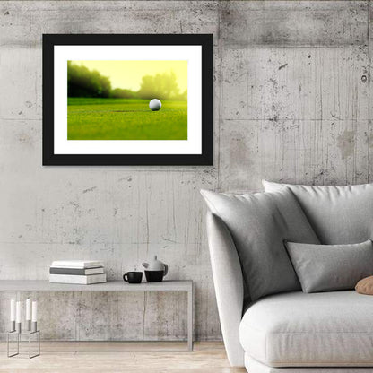 Dimpled Golf Ball on Putting Green Wall Art