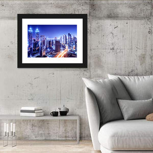 Dubai Downtown Night Scene Wall Art