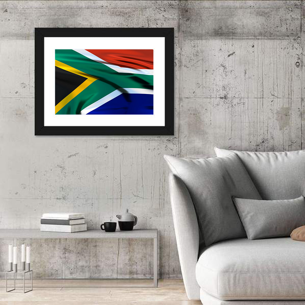 South African Flag Wall Art in a room, landscape