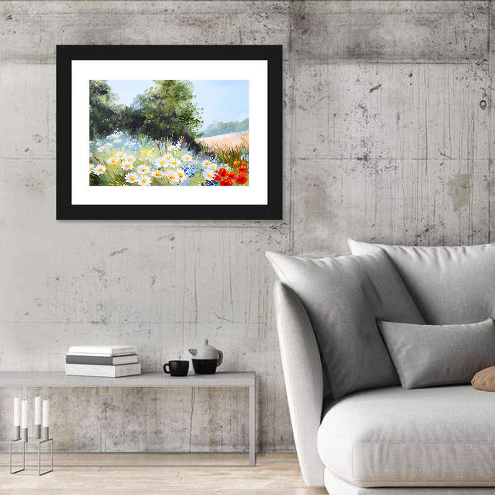 Daisy Meadow with Red Poppies Wall Art