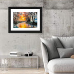 Golden Hour River Watercolor Wall Art