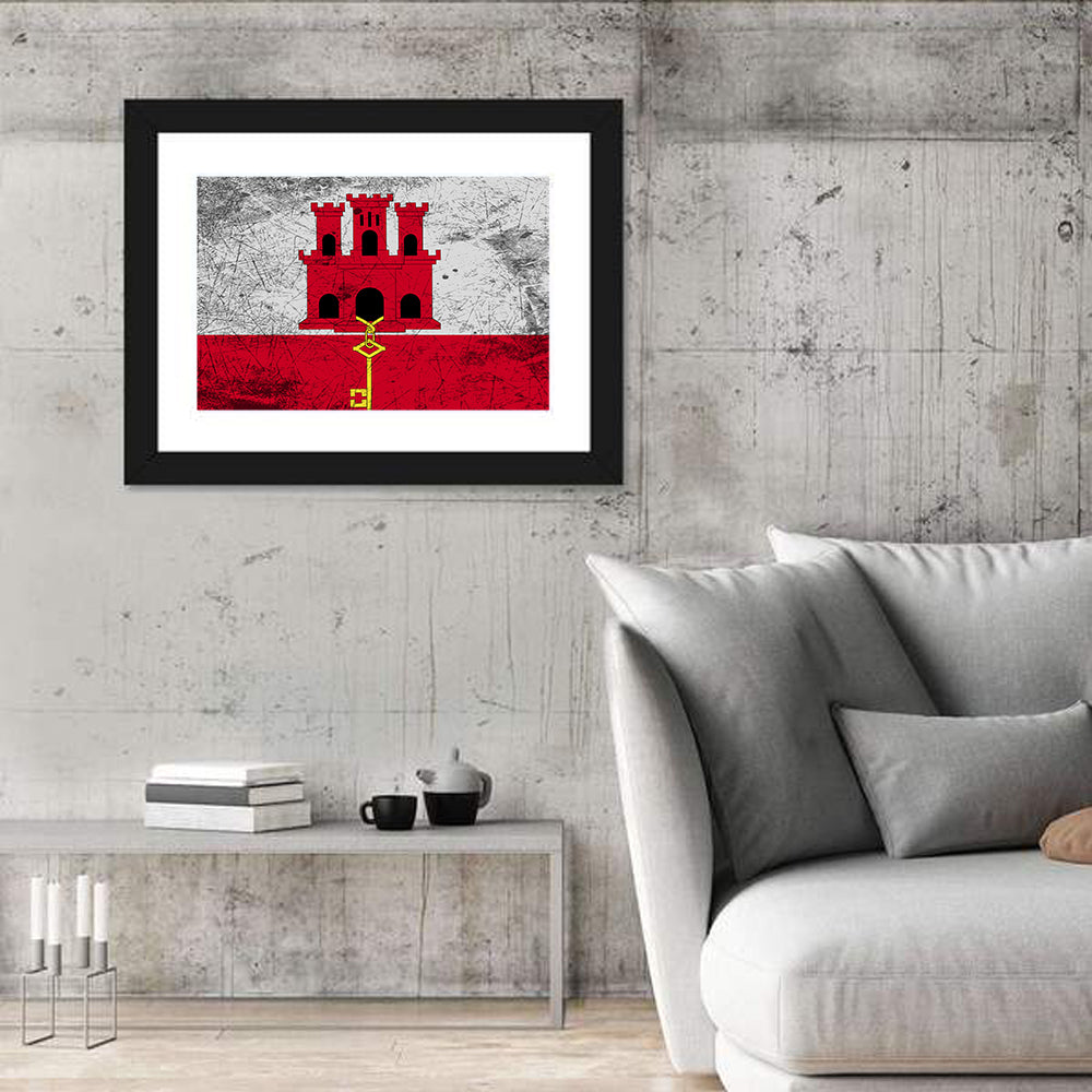 Gibraltar Flag with Castle and Key Wall Art