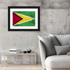 Guyana Flag Distressed Design Wall Art