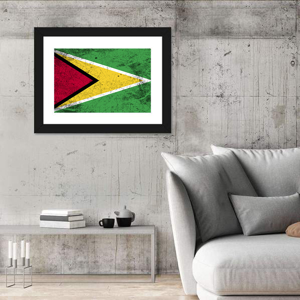 Guyana Flag Distressed Design Wall Art