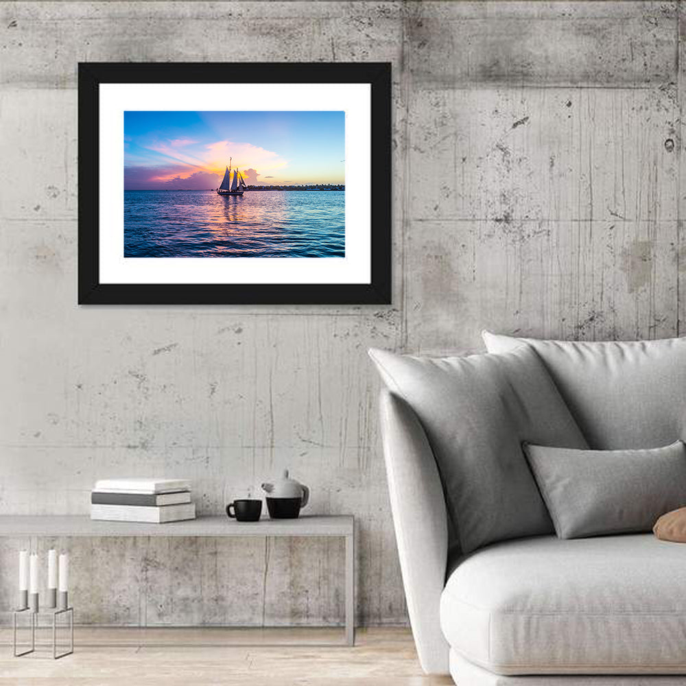 Key West Sailboat at Sunset Wall Art