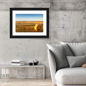 Farm Land Hay Bales Sunset Wall Art