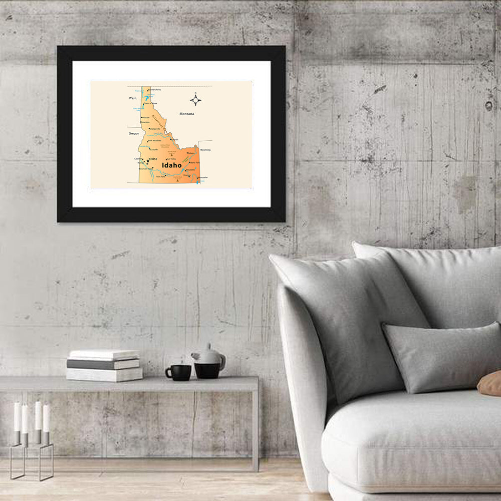 Idaho Cartographic Map Wall Art