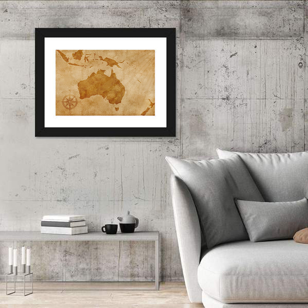 Vintage Grunge Map of Australia Wall Art