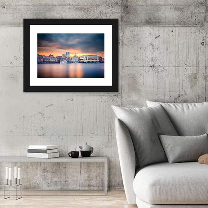 Savannah Riverfront Sunset Skyline Wall Art