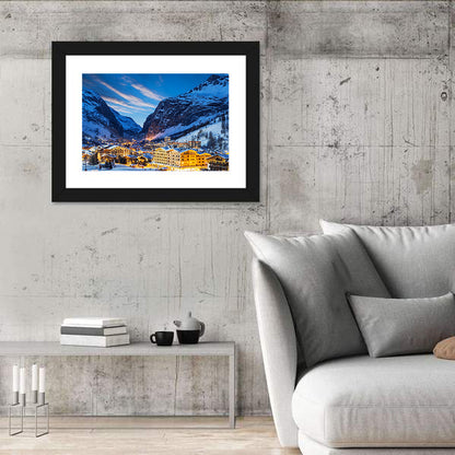 Twilight Ski Village in the French Alps Wall Art