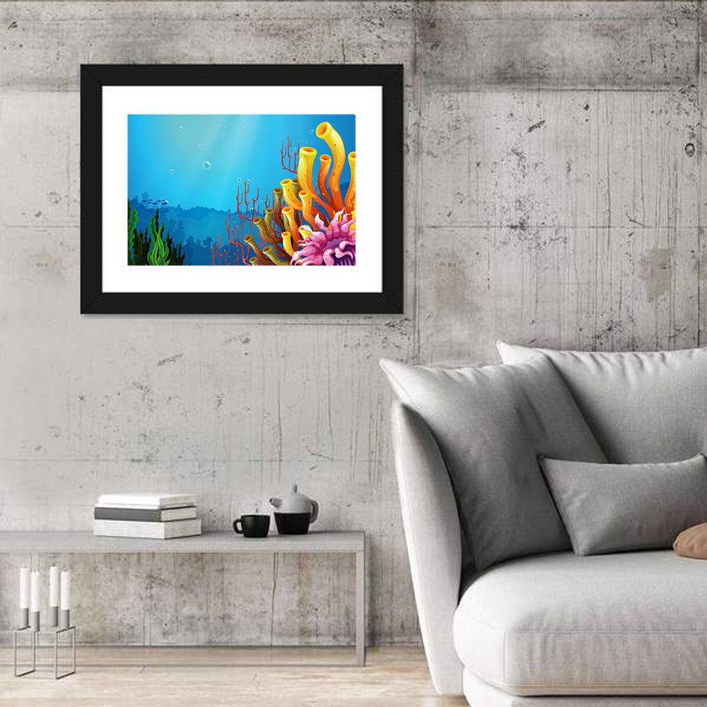 Undersea Coral Reef Illustration Wall Art