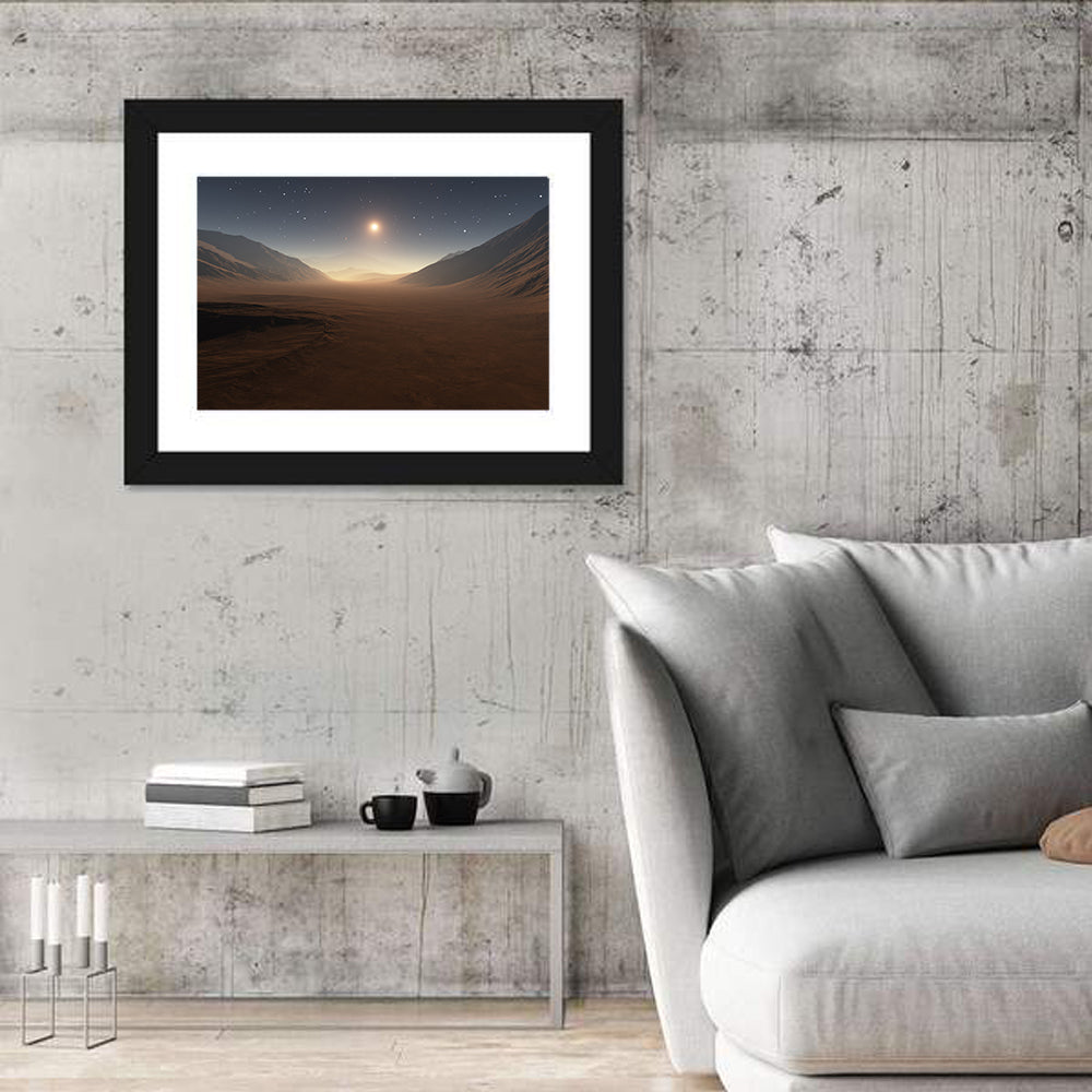 Martian Sunset Wall Art in a room, landscape