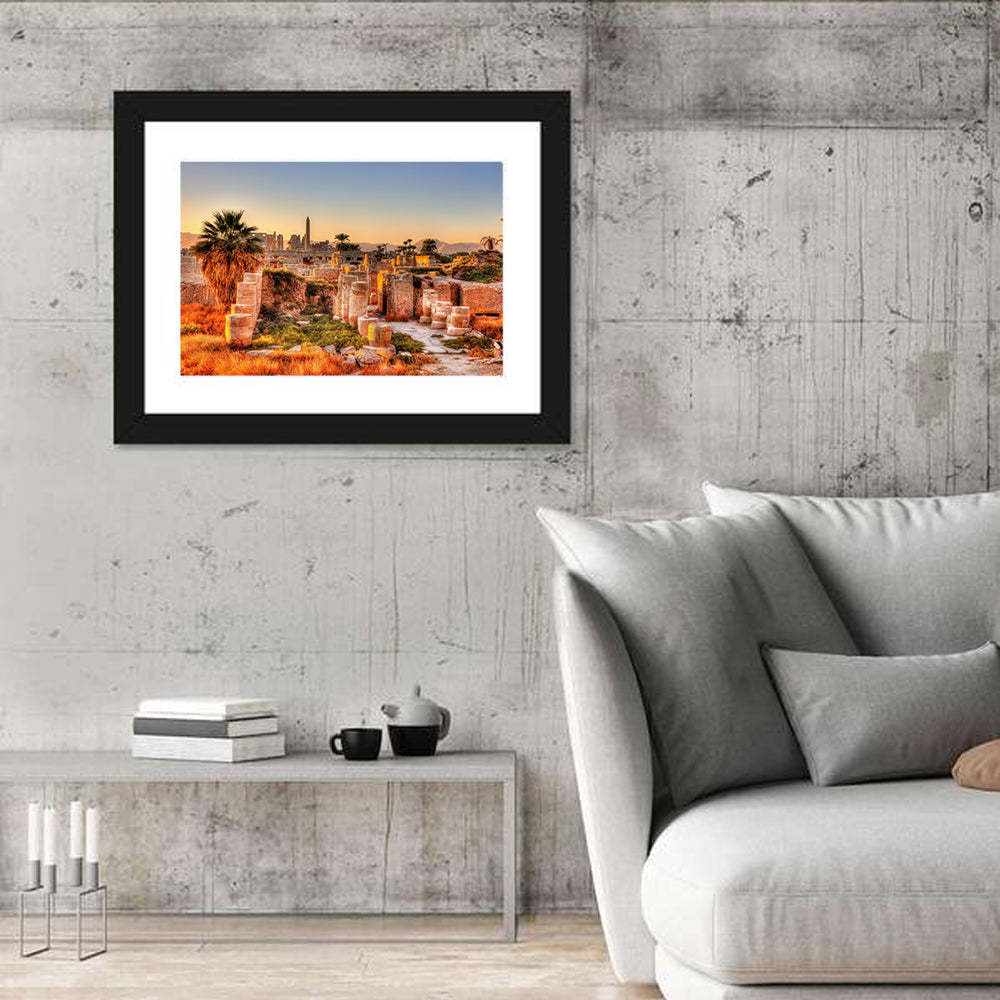 Karnak Temple at Golden Dusk Wall Art in a room, landscape