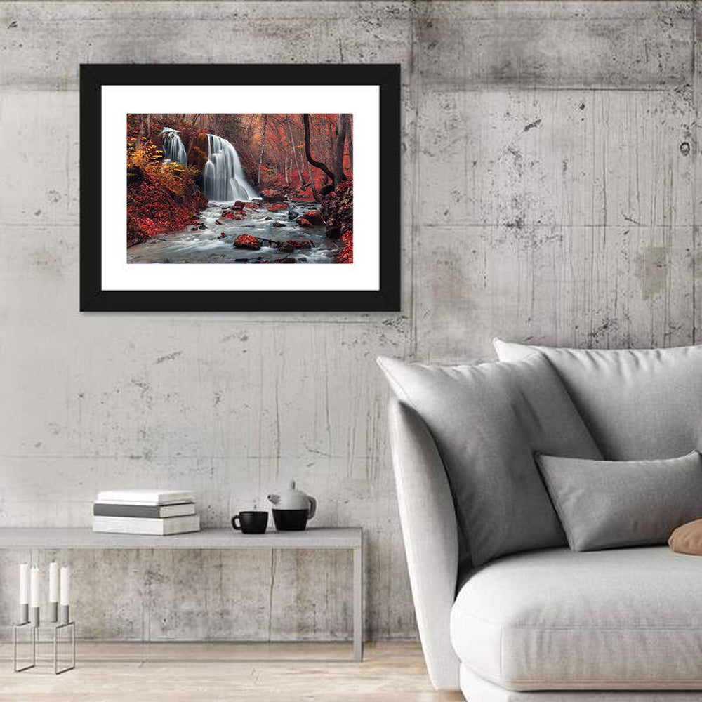 Dual Tier Autumn Forest Waterfall, Crimea Wall Art