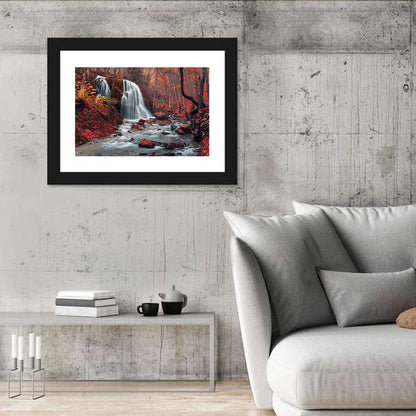 Dual Tier Autumn Forest Waterfall, Crimea Wall Art