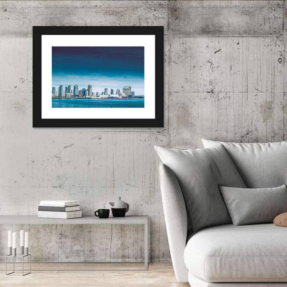 San Diego Bay Skyline Wall Art in a room, landscape