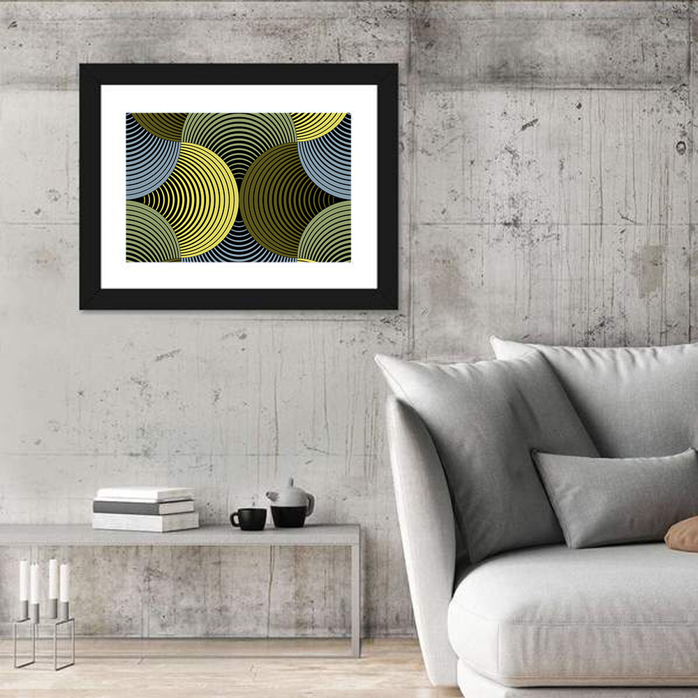 Olive and Yellow Petal Grid Wall Art
