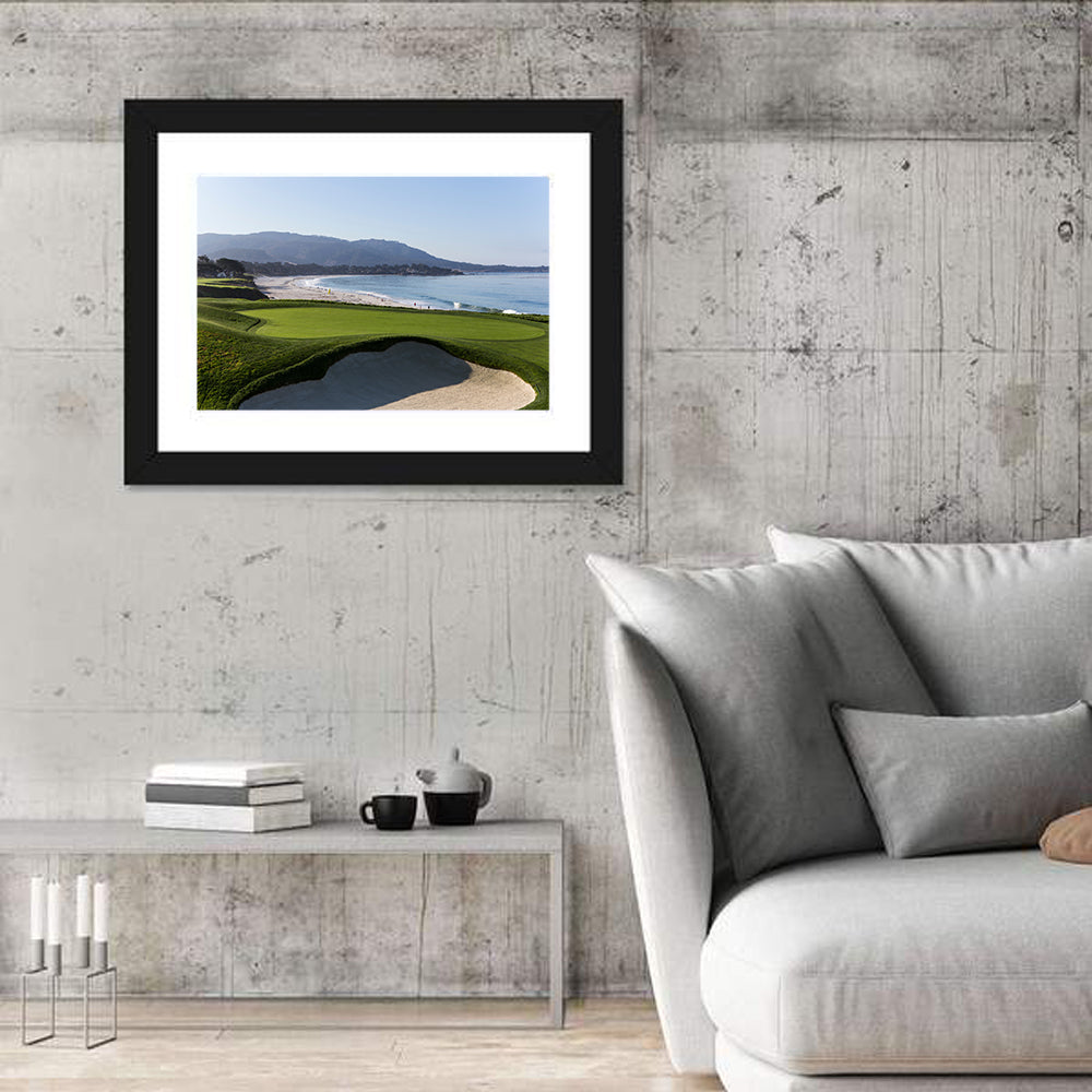 Pebble Beach 7th Hole Wall Art in a room, landscape