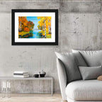 Autumn Birch River Reflection Wall Art