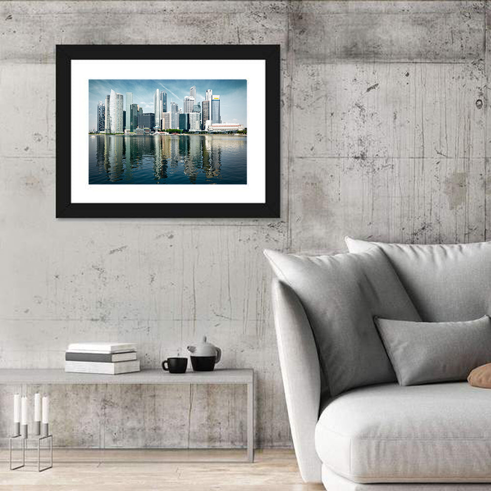 Singapore Marina Bay Skyline Wall Art in a room, landscape