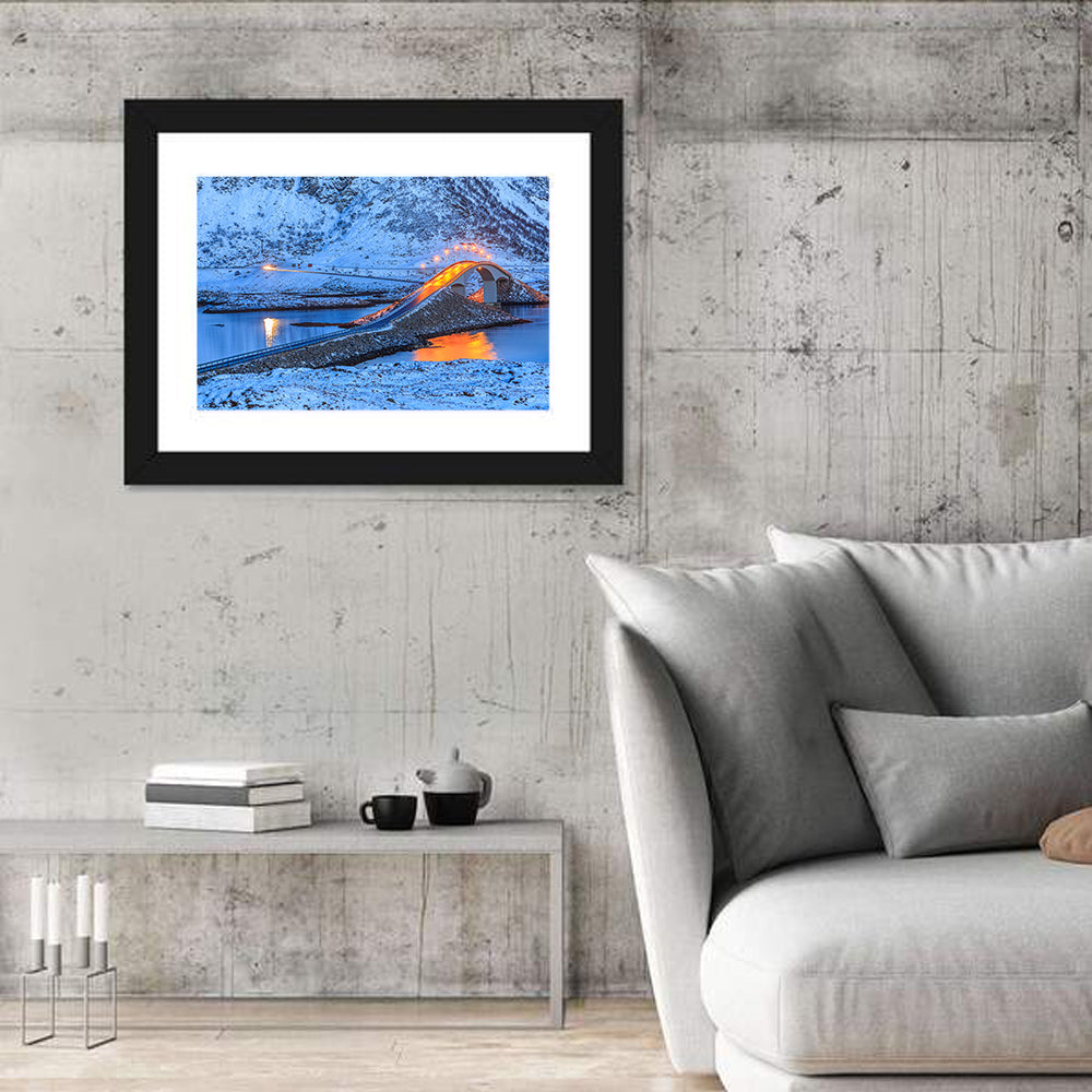 Fredvang Bridges at Twilight Wall Art in a room, landscape