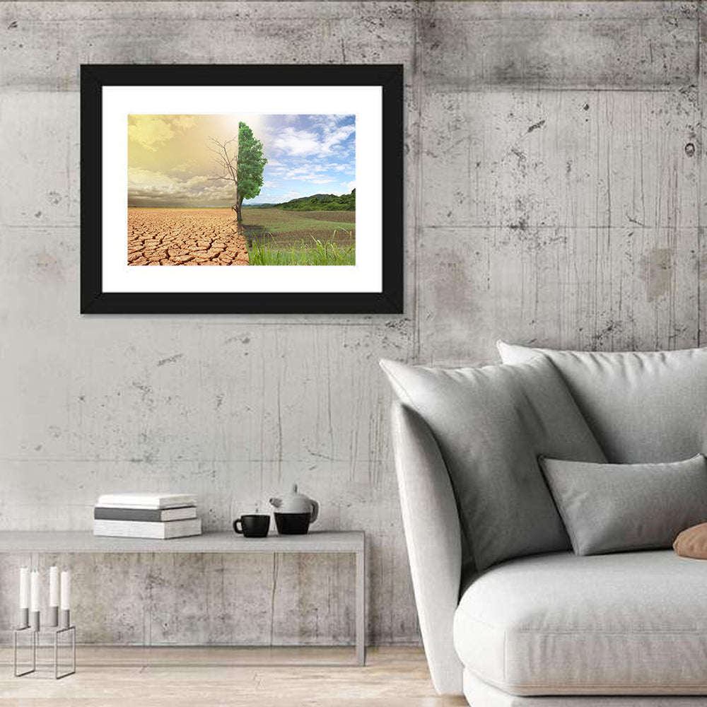 Split Landscape with Half-alive Tree Wall Art