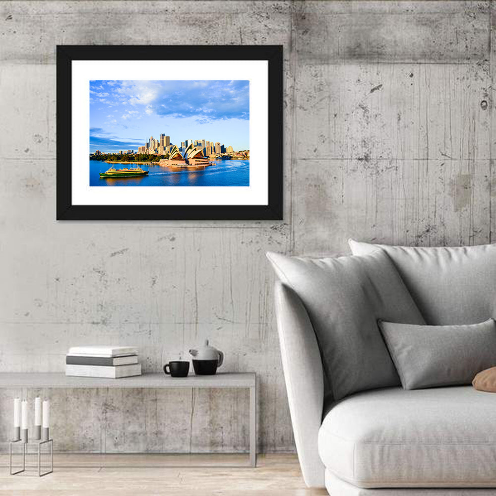 Sydney Opera House Harbor View Wall Art in a room, landscape