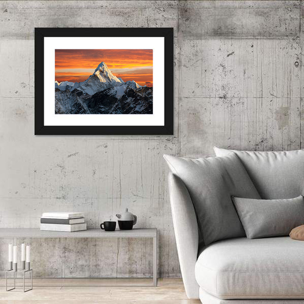 Ama Dablam at Sunset Wall Art in a room, landscape