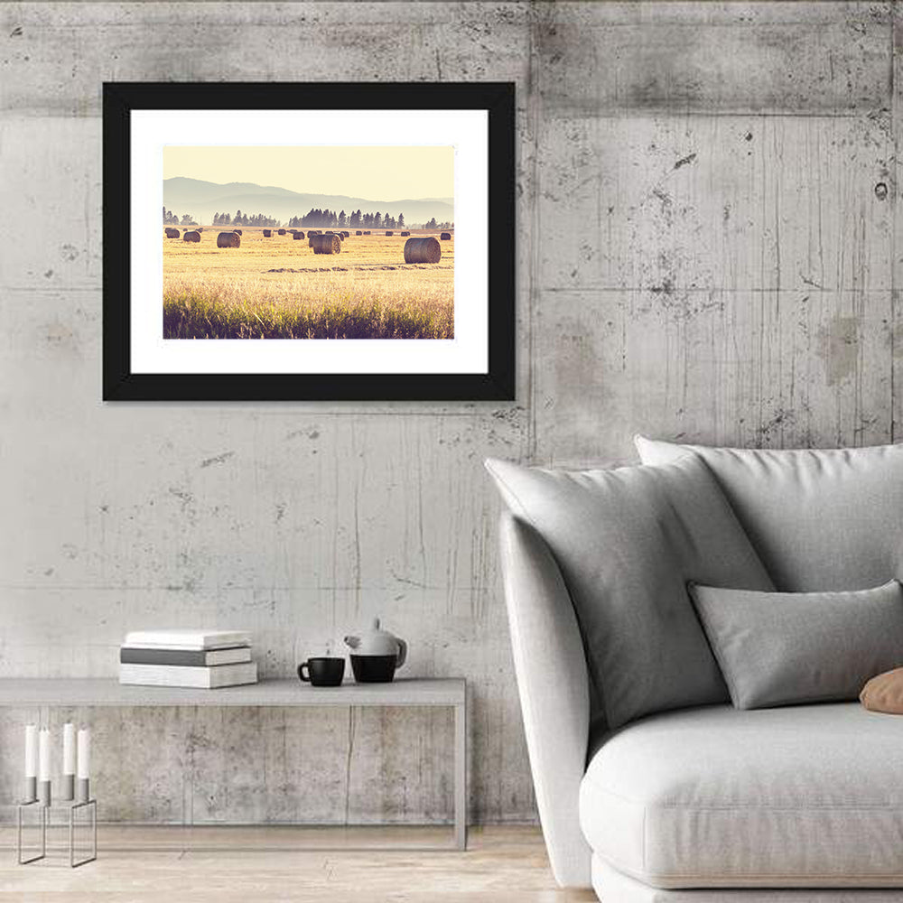 Golden Hay Bales Field Wall Art