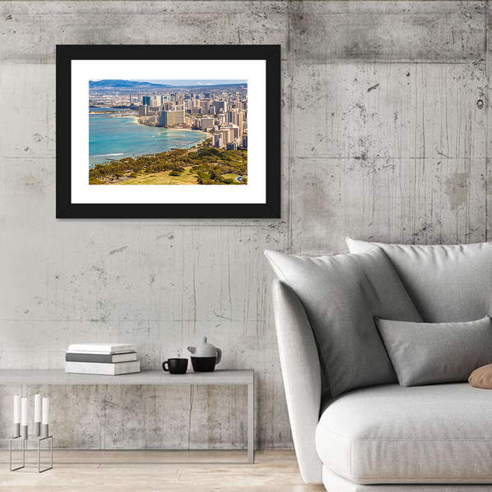 Waikiki Beach and Honolulu Skyline Wall Art
