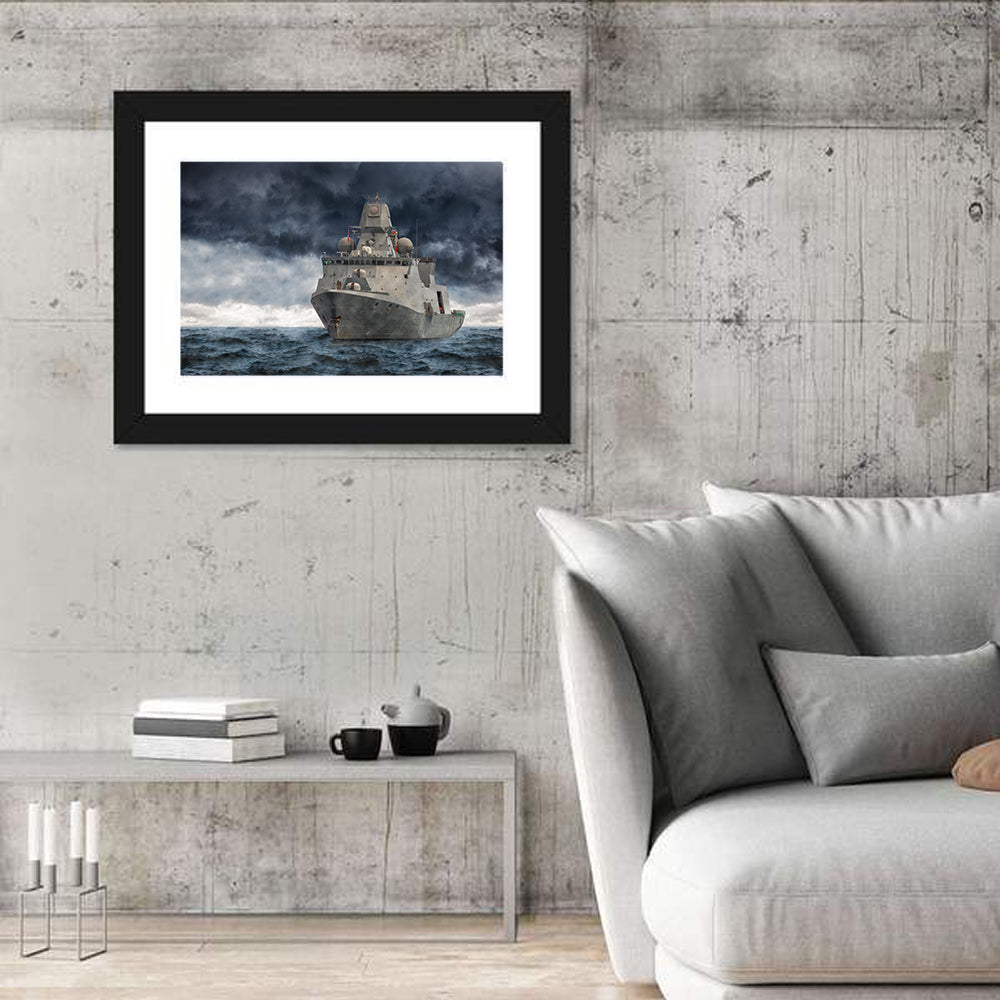 Frigate in Stormy Sea Wall Art