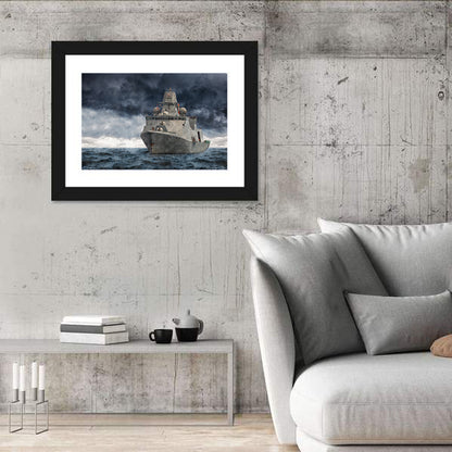 Frigate in Stormy Sea Wall Art