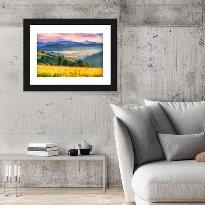 Sunrise Mist Over Mountain Meadow Wall Art