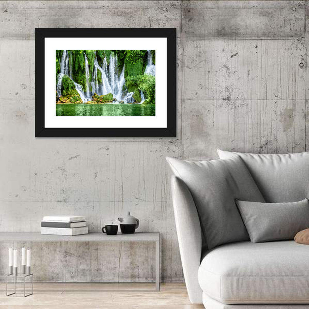Kravica Waterfall Wall Art in a room, landscape