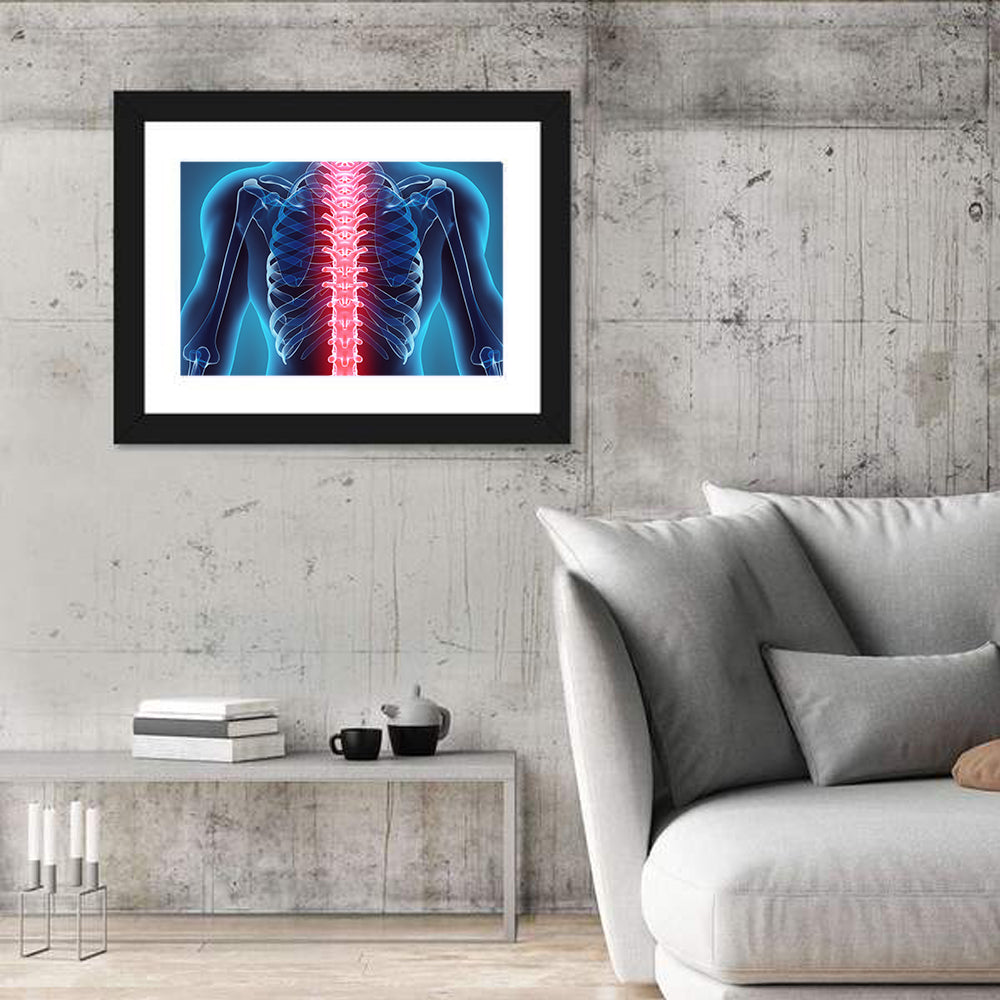 Human Spine Anatomy Illustration Wall Art in a room, landscape