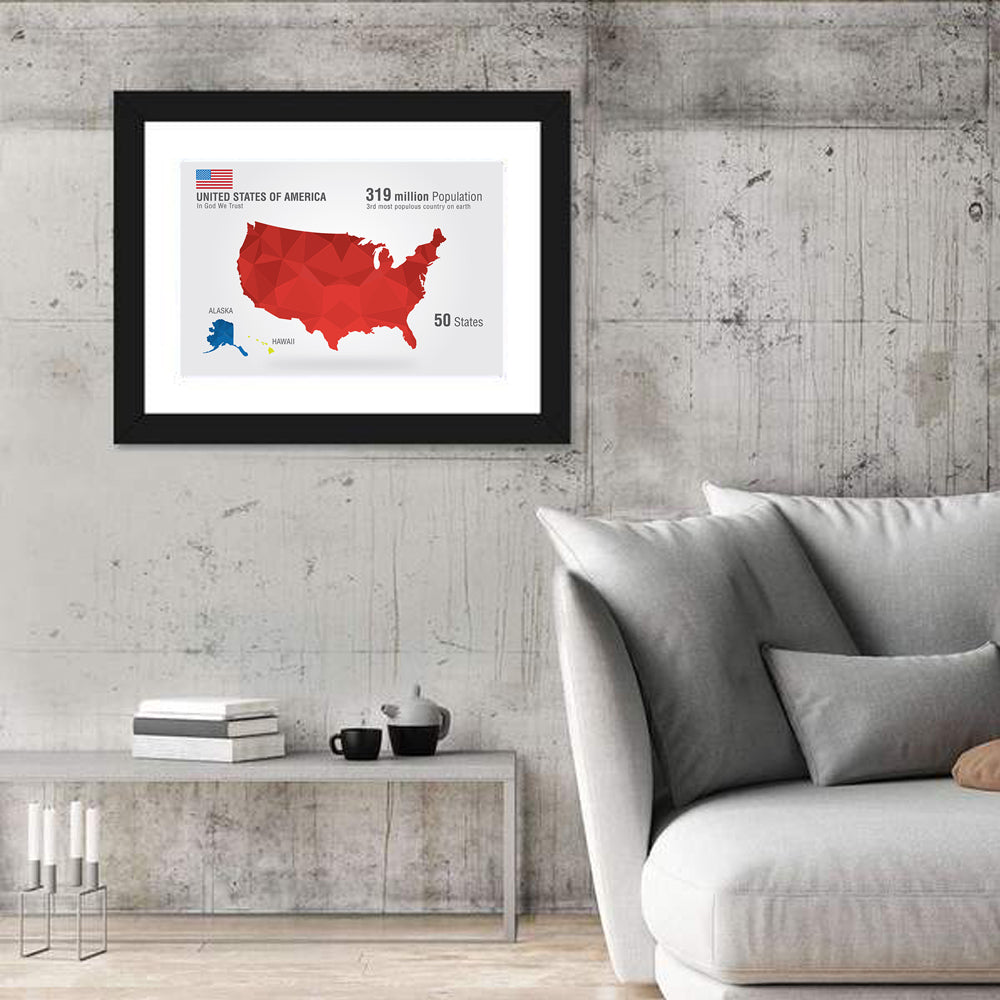 United States Geometric Map Wall Art