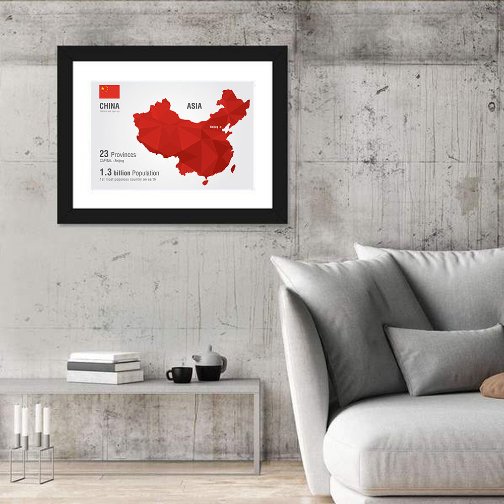 Geometric China Map Infographic Wall Art