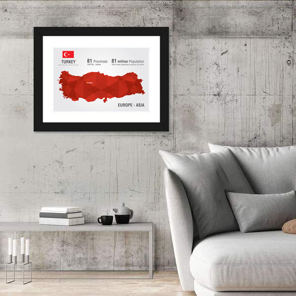 Turkey Map Infographic Wall Art