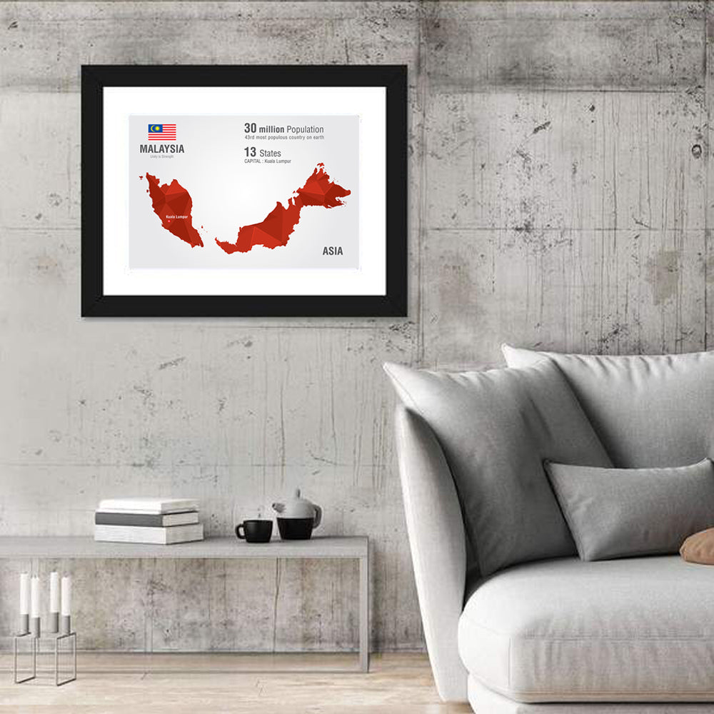 Malaysia Geometric Map Wall Art