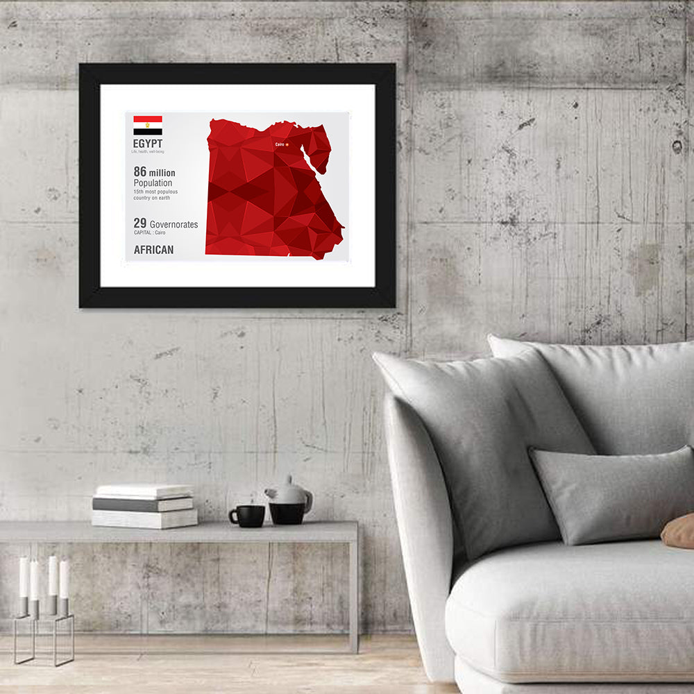 Egypt Geometric Map Wall Art in a room, landscape