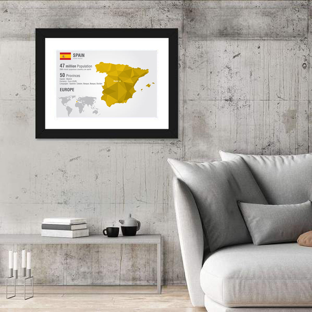 Geometric Spain Map Infographic Wall Art