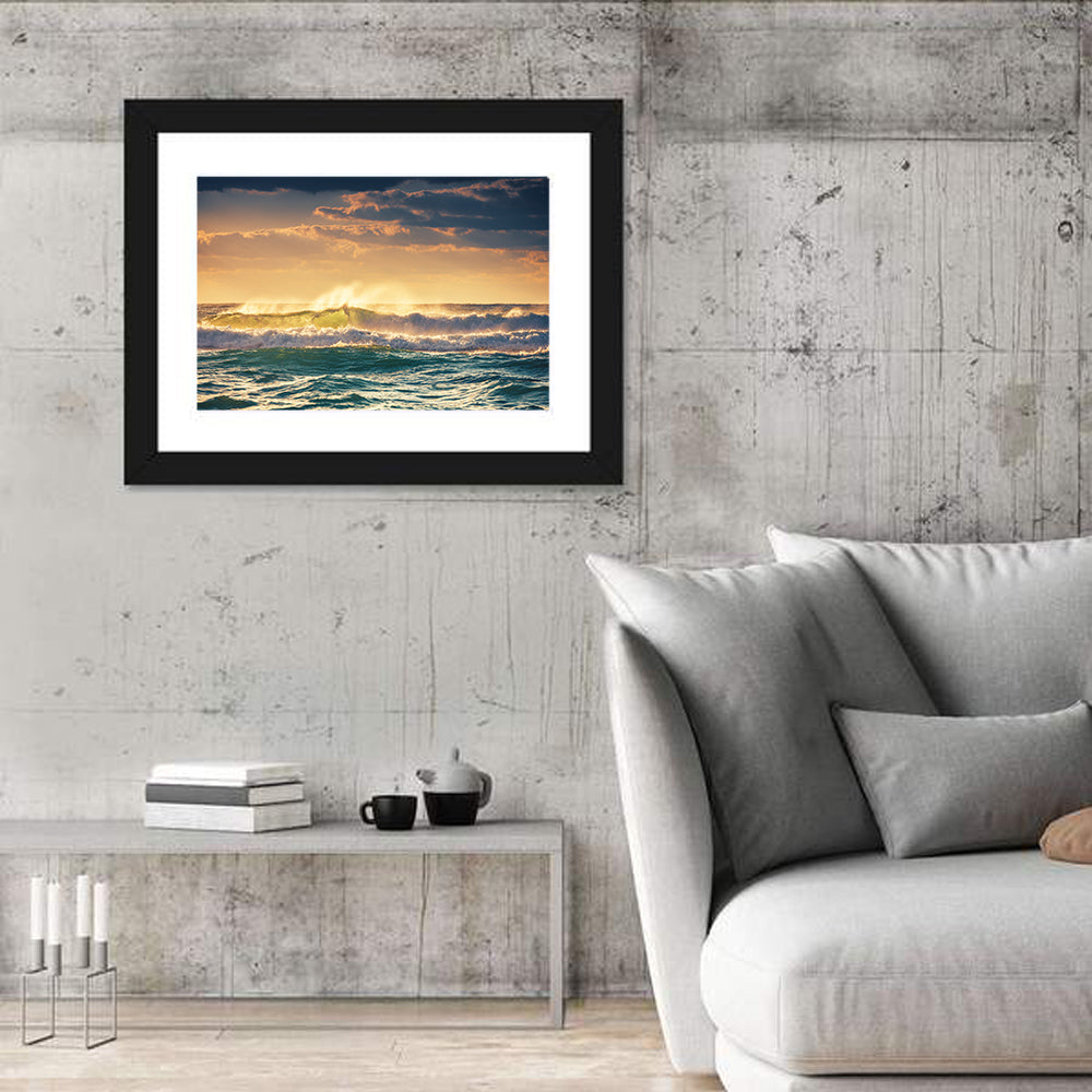 Golden Hour Breaking Waves Wall Art