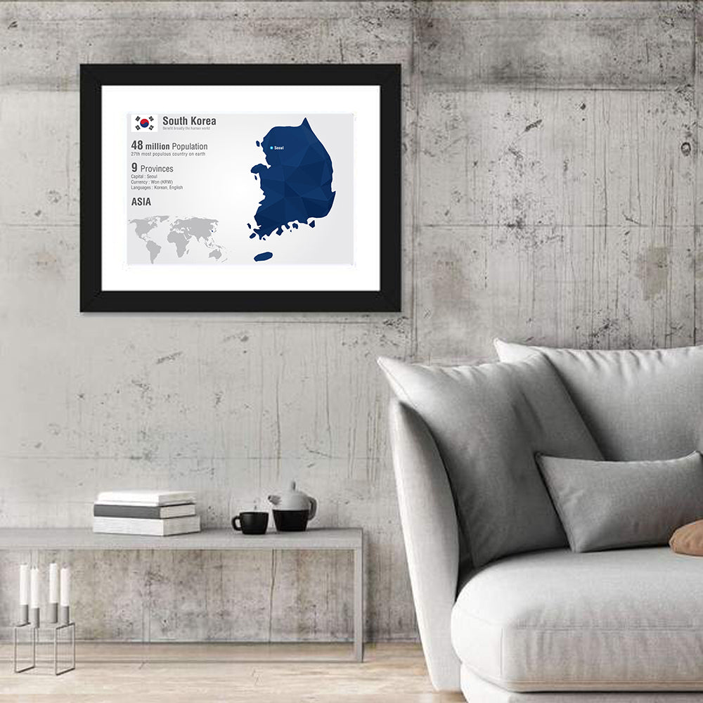 South Korea Infographic Map Wall Art