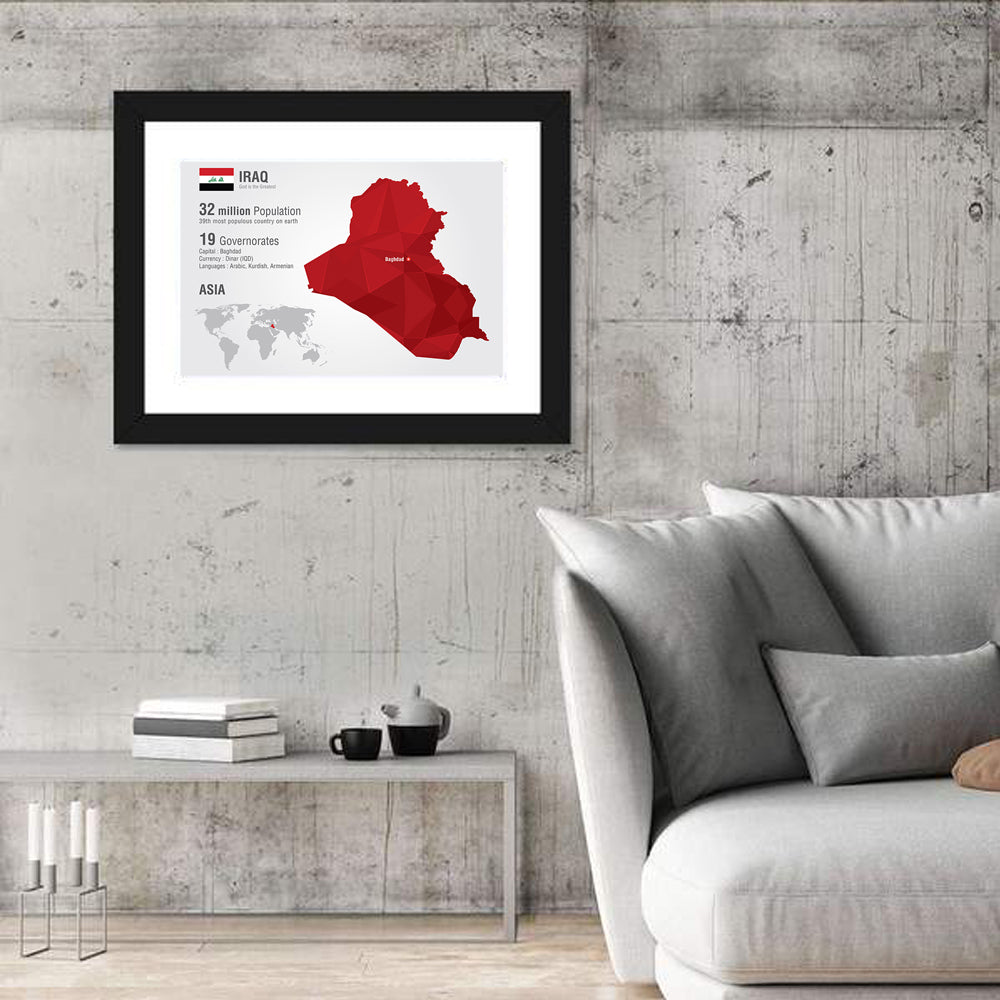 Iraq Low-poly Map Wall Art