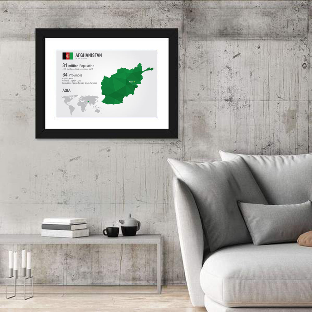 Polygonal Afghanistan Map Wall Art