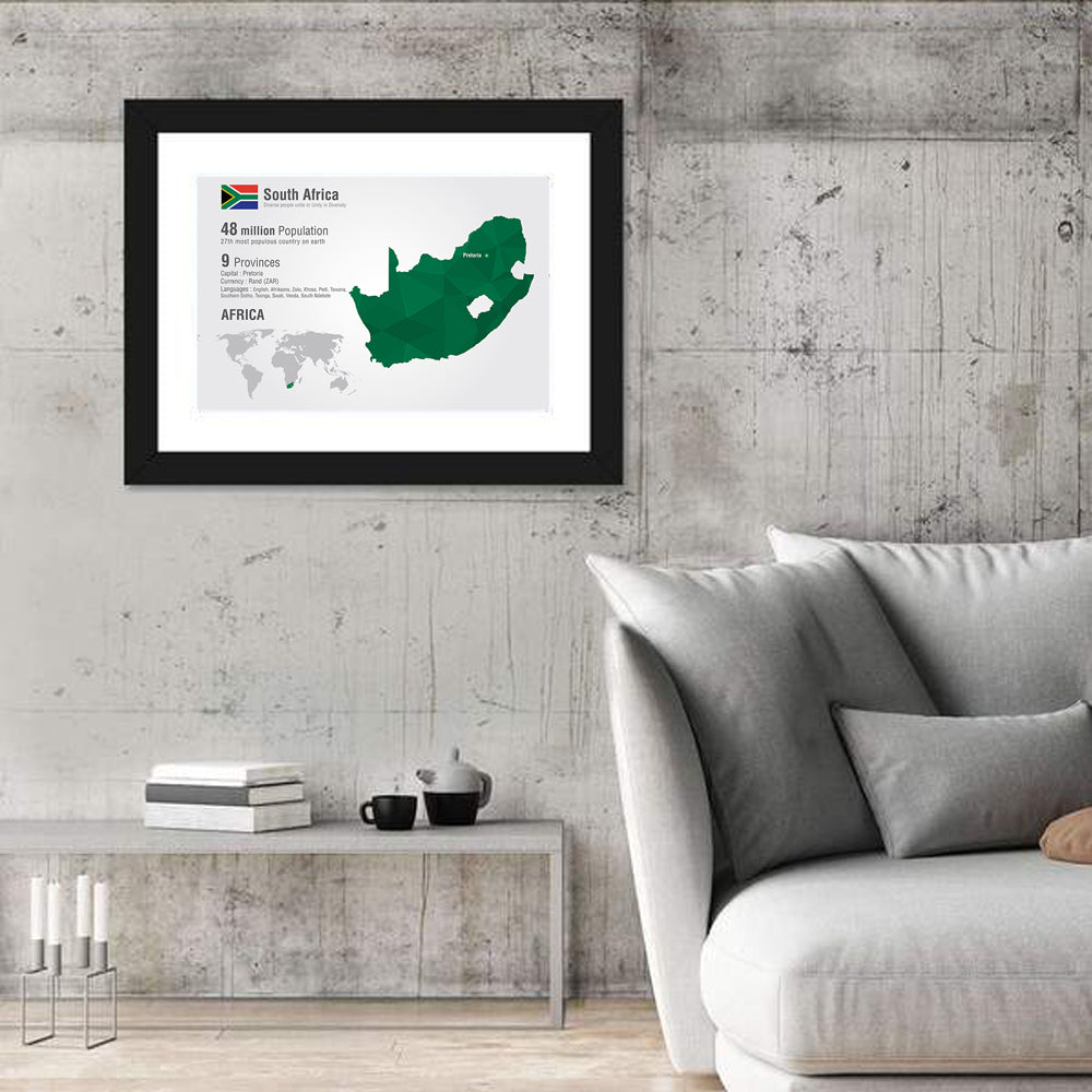 South Africa Geometric Map Wall Art