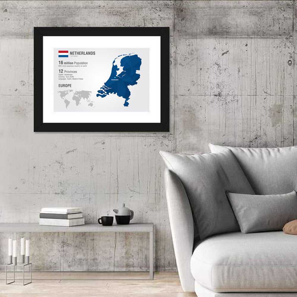 Netherlands Geometric Map Wall Art
