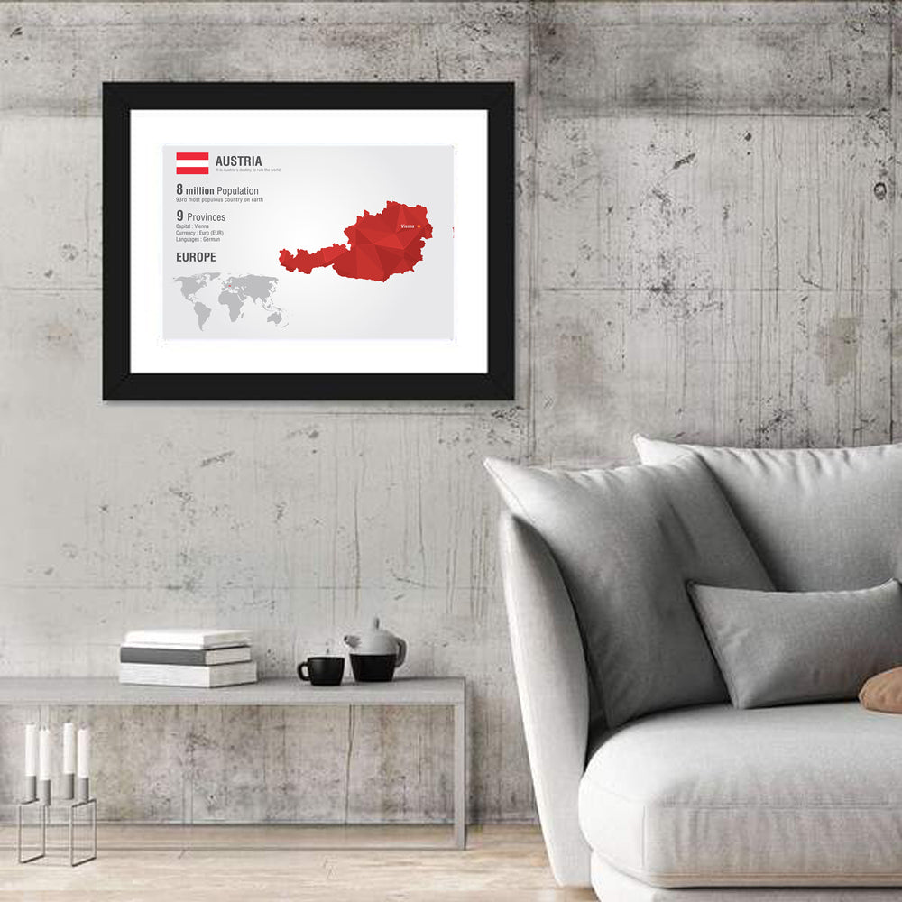 Austria Geometric Map Wall Art
