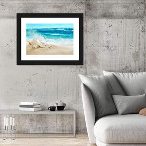 Tropical Beach & Splashing Waves Wall Art