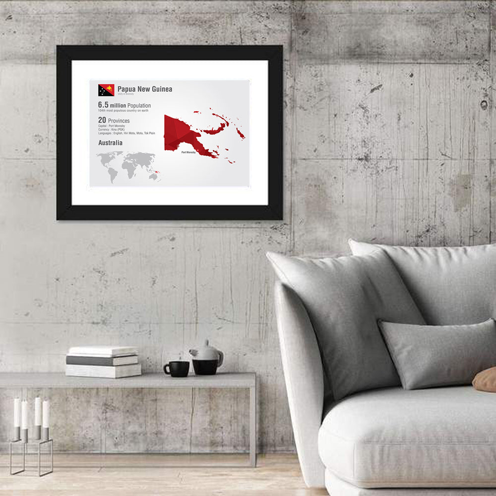 Papua New Guinea Map Infographic Wall Art